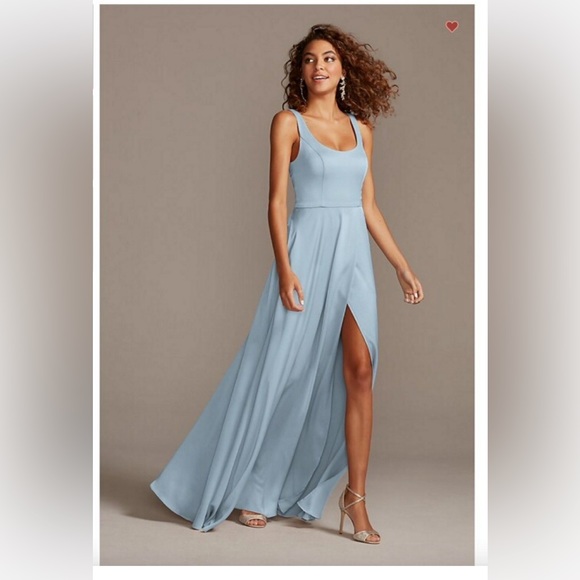 crepe-back satin scoop tank bridesmaid dress - Picture 1 of 2